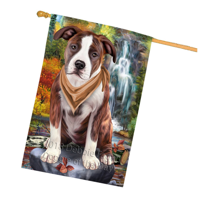 Scenic Waterfall American Staffordshire Terrier Dog House Flag FLG51937