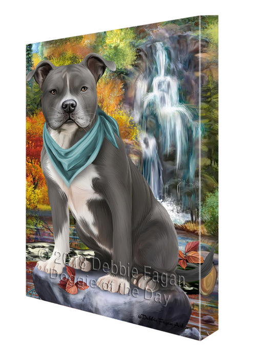 Scenic Waterfall American Staffordshire Terrier Dog Canvas Print Wall Art Décor CVS83510