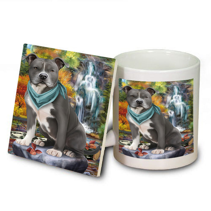 Scenic Waterfall American Staffordshire Terrier Dog Mug and Coaster Set MUC51797