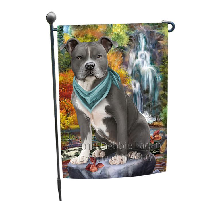 Scenic Waterfall American Staffordshire Terrier Dog Garden Flag GFLG51802