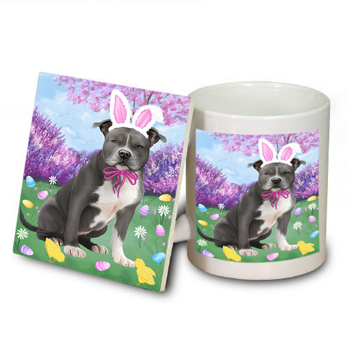 Easter Holiday American Staffordshire Terrier Dog Mug and Coaster Set MUC56855