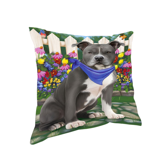 Spring Floral American Staffordshire Terrier Dog Pillow PIL65056