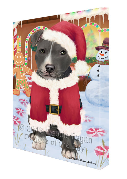 Christmas Gingerbread House Candyfest American Staffordshire Terrier Dog Canvas Print Wall Art Décor CVS127457