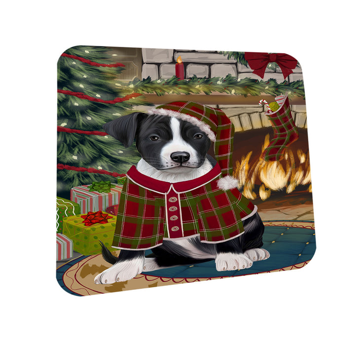 The Stocking was Hung American Staffordshire Terrier Dog Coasters Set of 4 CST55122