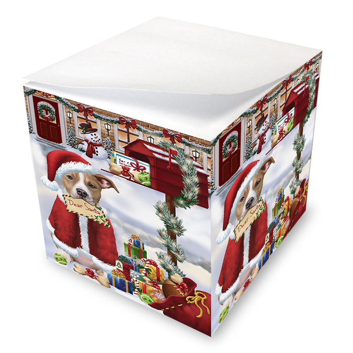 American Staffordshire Terrier Dog Dear Santa Letter Christmas Holiday Mailbox Note Cube NOC55161