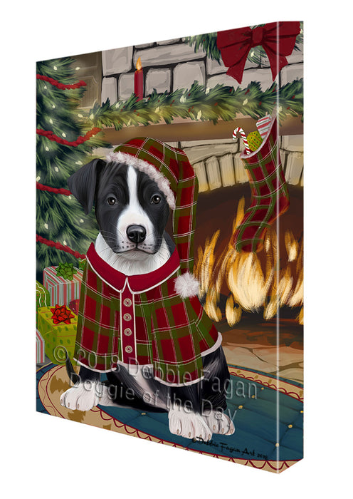 The Stocking was Hung American Staffordshire Terrier Dog Canvas Print Wall Art Décor CVS116405