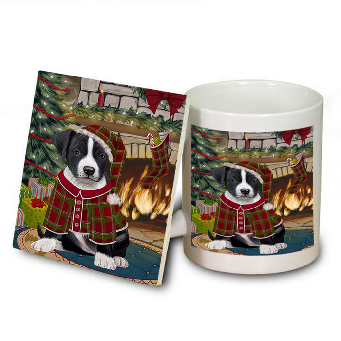 The Stocking was Hung American Staffordshire Terrier Dog Mug and Coaster Set MUC55156