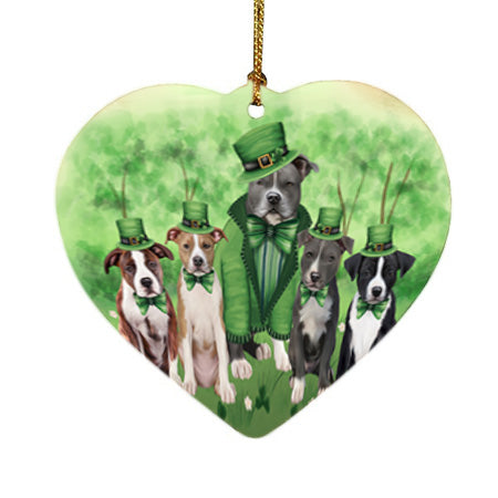St. Patricks Day Irish Portrait American Staffordshire Terrier Dogs Heart Christmas Ornament HPOR57907