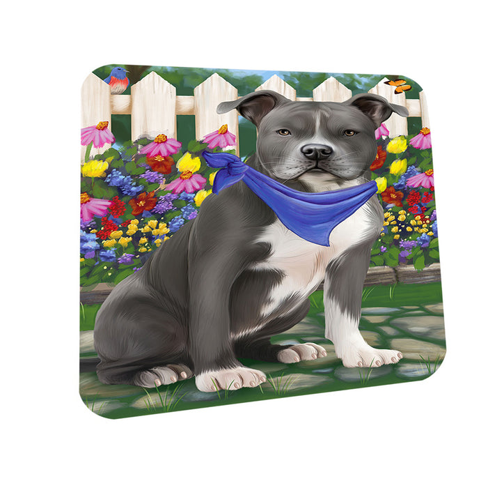 Spring Floral American Staffordshire Terrier Dog Coasters Set of 4 CST52184