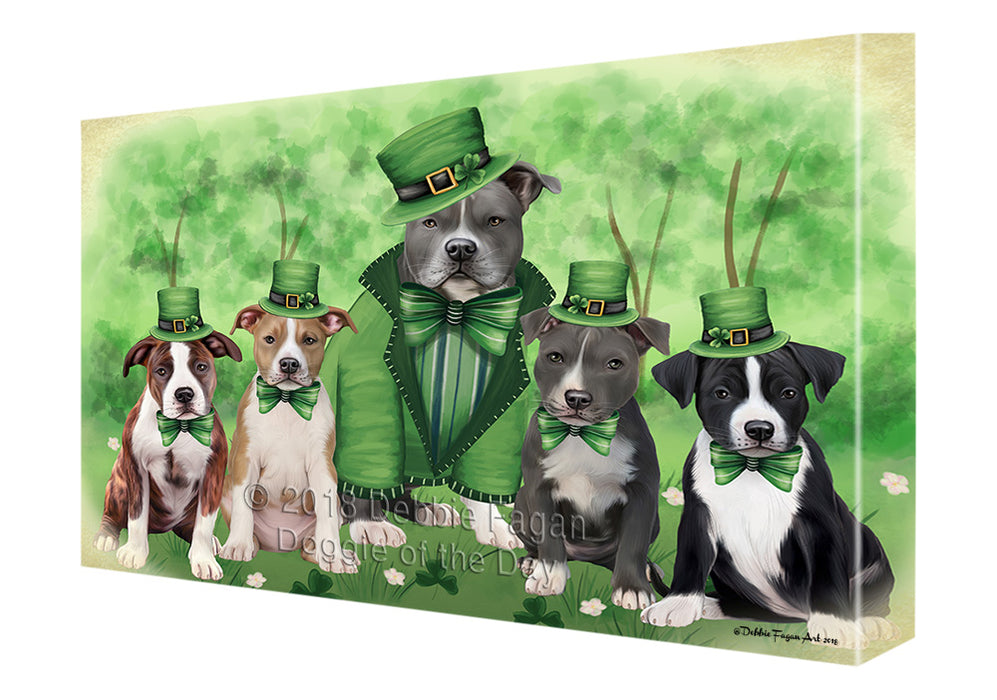 St. Patricks Day Irish Portrait American Staffordshire Terrier Dogs Canvas Print Wall Art Décor CVS135143