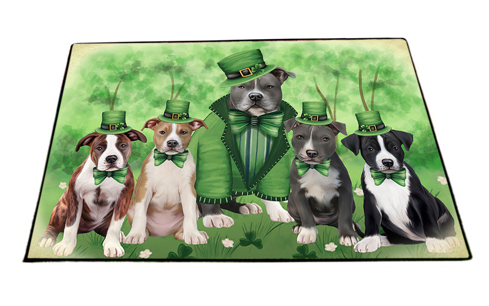 St. Patricks Day Irish Portrait American Staffordshire Terrier Dogs Floormat FLMS54185