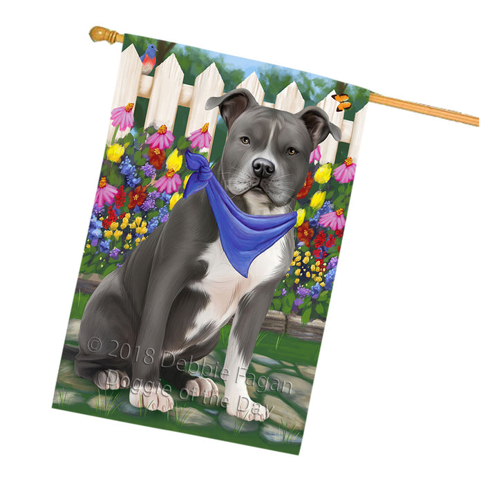Spring Floral American Staffordshire Terrier Dog House Flag FLG52306