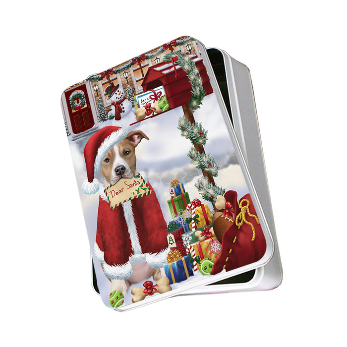 American Staffordshire Terrier Dog Dear Santa Letter Christmas Holiday Mailbox Photo Storage Tin PITN53515