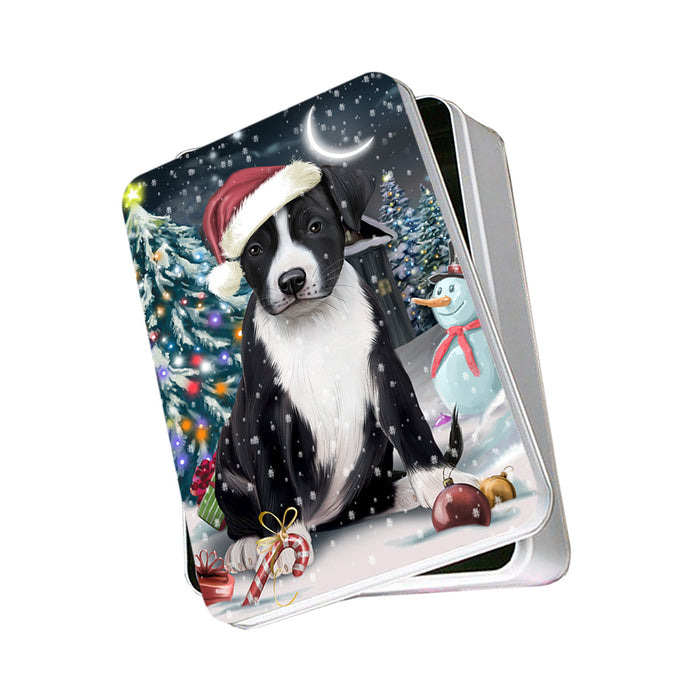 Have a Holly Jolly American Staffordshire Terrier Dog Christmas Photo Storage Tin PITN51620