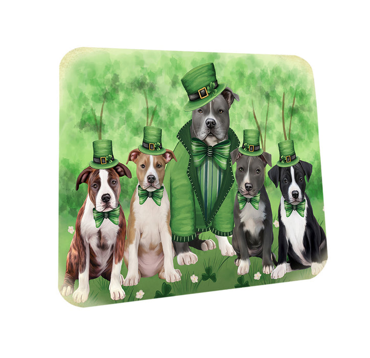 St. Patricks Day Irish Portrait American Staffordshire Terrier Dogs Coasters Set of 4 CST56925