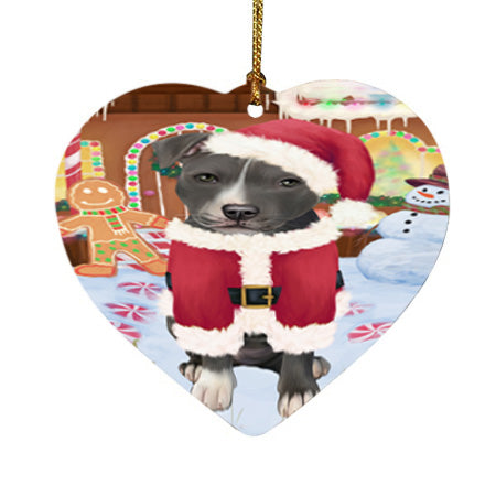 Christmas Gingerbread House Candyfest American Staffordshire Terrier Dog Heart Christmas Ornament HPOR56493
