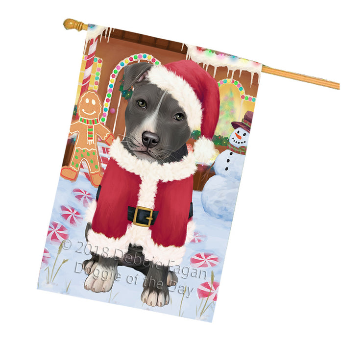 Christmas Gingerbread House Candyfest American Staffordshire Terrier Dog House Flag FLG56821