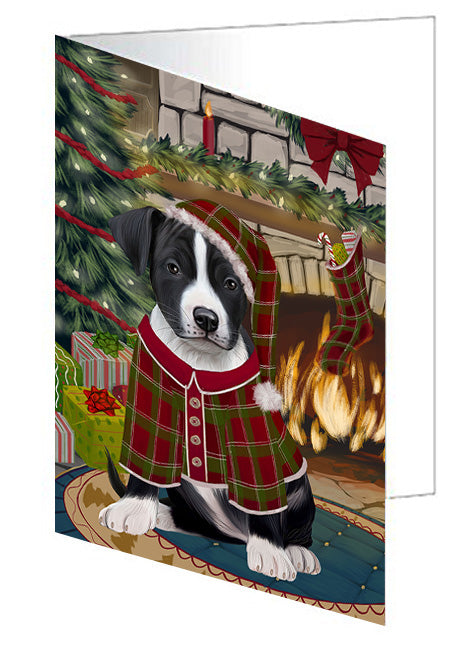 The Stocking was Hung Keeshond Dog Handmade Artwork Assorted Pets Greeting Cards and Note Cards with Envelopes for All Occasions and Holiday Seasons GCD70556