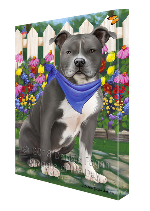 Spring Floral American Staffordshire Terrier Dog Canvas Print Wall Art Décor CVS86822