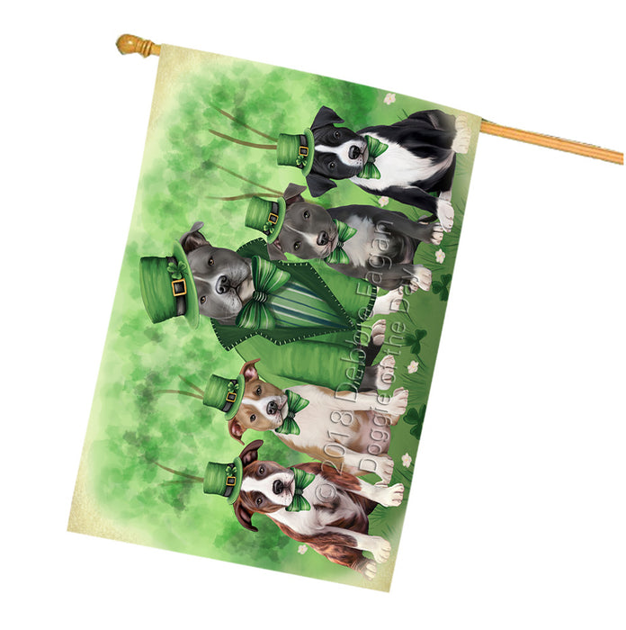 St. Patricks Day Irish Portrait American Staffordshire Terrier Dogs House Flag FLG64991