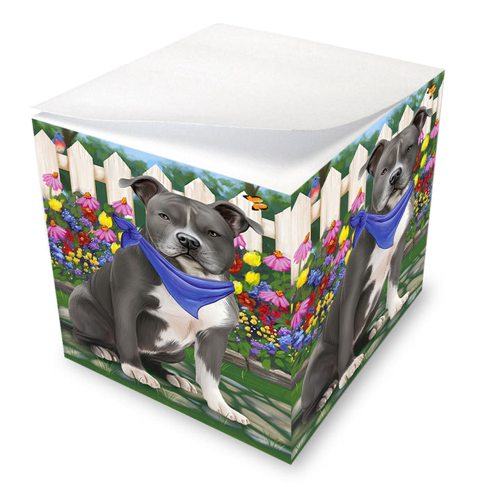 Spring Floral American Staffordshire Terrier Dog Note Cube NOC52173