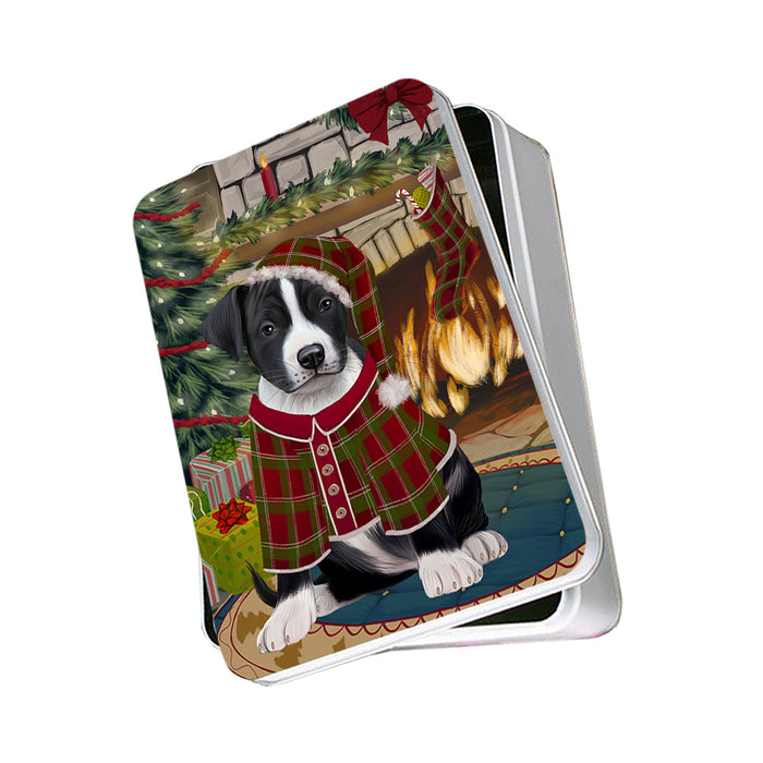 The Stocking was Hung American Staffordshire Terrier Dog Photo Storage Tin PITN55107
