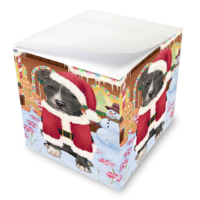 Christmas Gingerbread House Candyfest American Staffordshire Terrier Dog Note Cube NOC54209