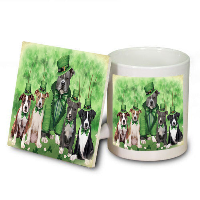 St. Patricks Day Irish Portrait American Staffordshire Terrier Dogs Mug and Coaster Set MUC56959