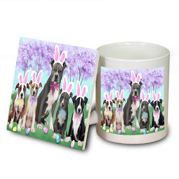 Easter Holiday American Staffordshire Terriers Dog Mug and Coaster Set MUC56856