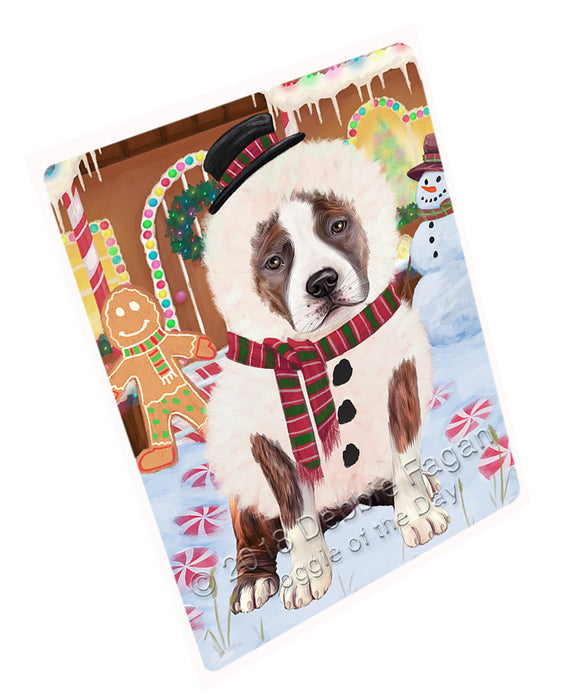 Christmas Gingerbread House Candyfest American Staffordshire Terrier Dog Magnet MAG73553 (Small 5.5" x 4.25")