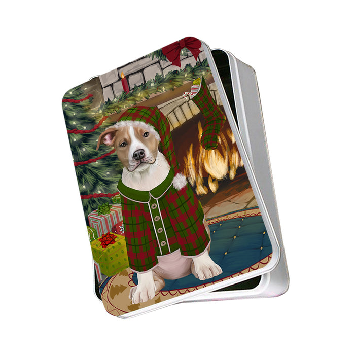 The Stocking was Hung American Staffordshire Terrier Dog Photo Storage Tin PITN55108
