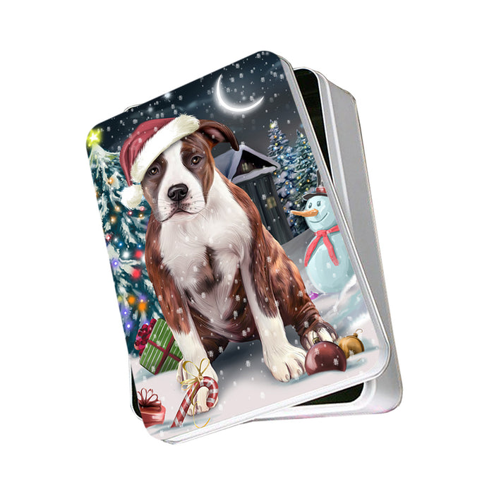 Have a Holly Jolly American Staffordshire Terrier Dog Christmas Photo Storage Tin PITN51621