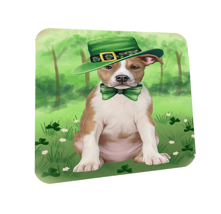 St. Patricks Day Irish Portrait American Staffordshire Terrier Dog Coasters Set of 4 CST56926