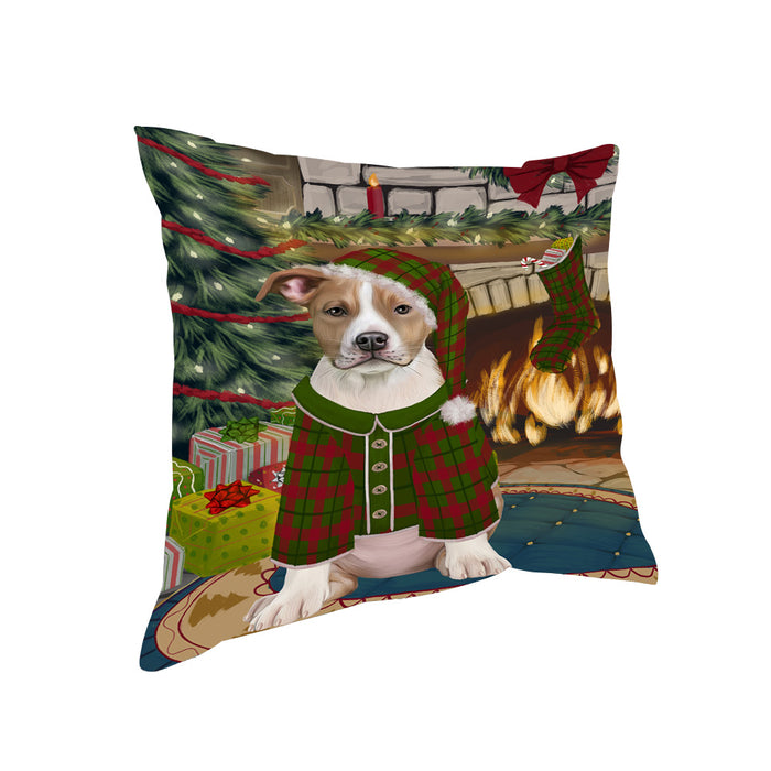 The Stocking was Hung American Staffordshire Terrier Dog Pillow PIL69588