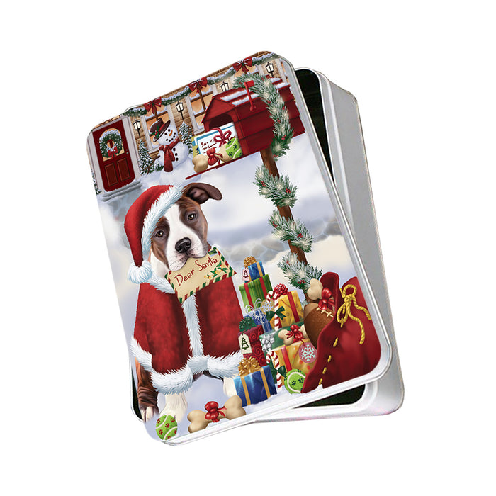 American Staffordshire Terrier Dog Dear Santa Letter Christmas Holiday Mailbox Photo Storage Tin PITN53516