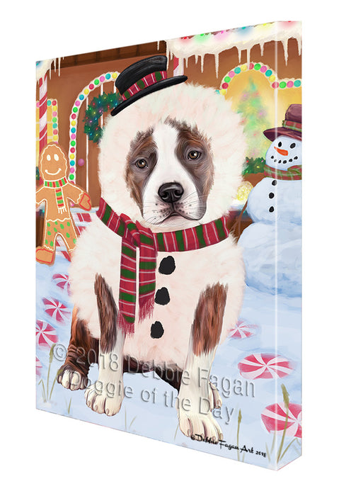 Christmas Gingerbread House Candyfest American Staffordshire Terrier Dog Canvas Print Wall Art Décor CVS127466