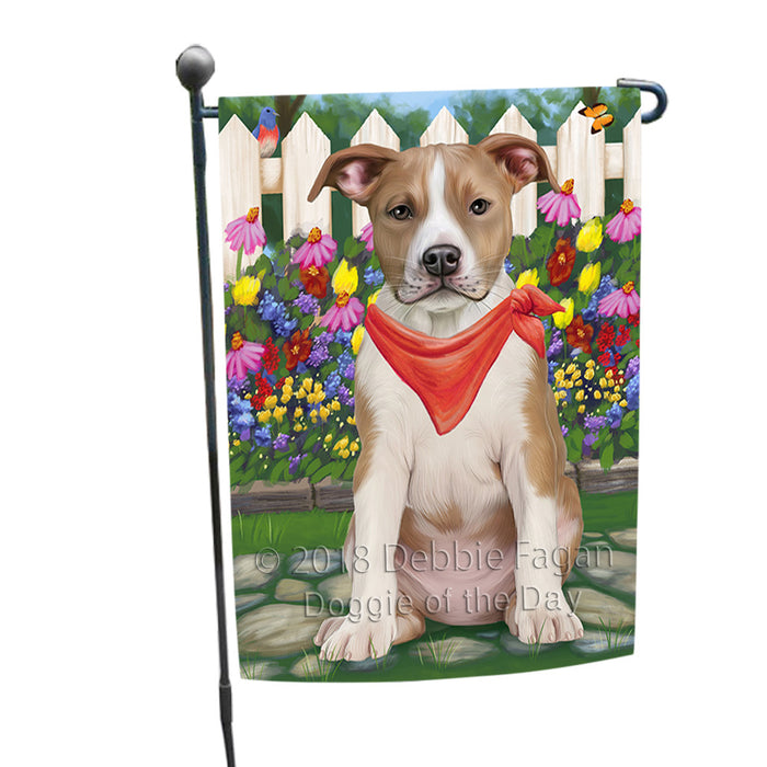 Spring Floral American Staffordshire Terrier Dog Garden Flag GFLG52171