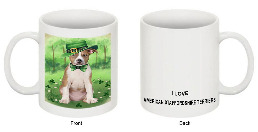 St. Patricks Day Irish Portrait American Staffordshire Terrier Dog Coffee Mug MUG52366