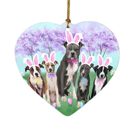 Easter Holiday American Staffordshire Terriers Dog Heart Christmas Ornament HPOR57265
