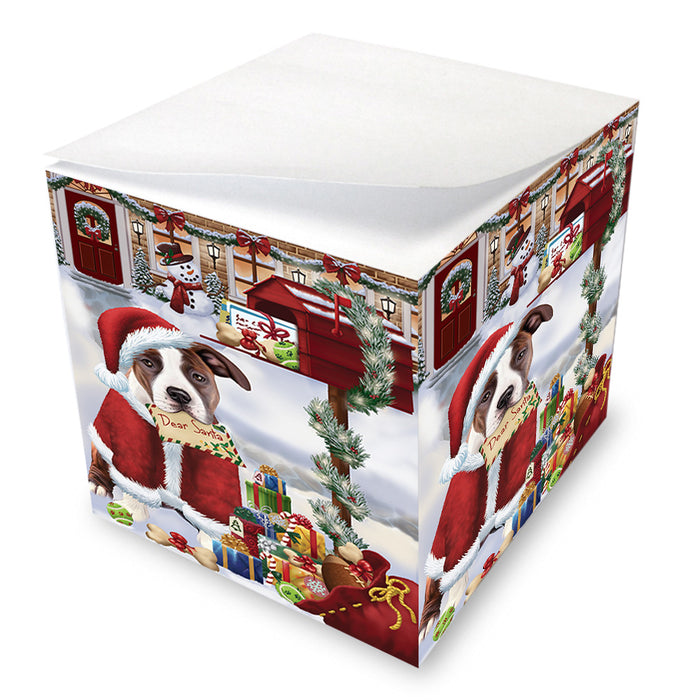 American Staffordshire Terrier Dog Dear Santa Letter Christmas Holiday Mailbox Note Cube NOC55162