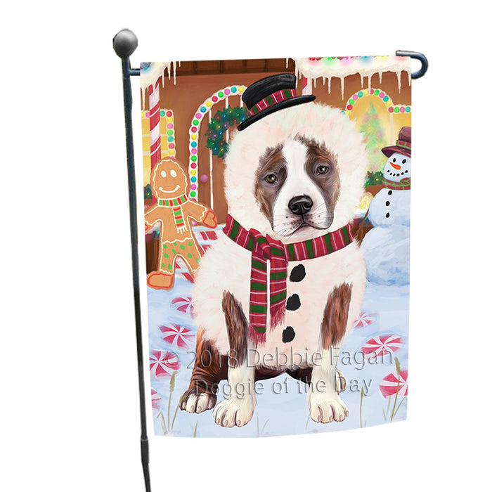Christmas Gingerbread House Candyfest American Staffordshire Terrier Dog Garden Flag GFLG56686