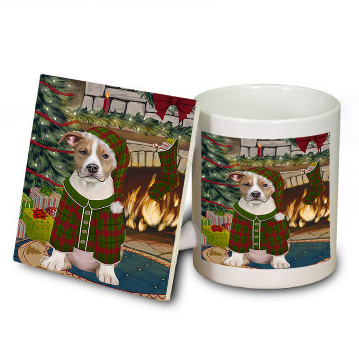 The Stocking was Hung American Staffordshire Terrier Dog Mug and Coaster Set MUC55157