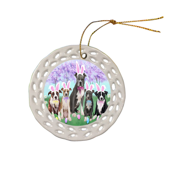 Easter Holiday American Staffordshire Terriers Dog Ceramic Doily Ornament DPOR57265