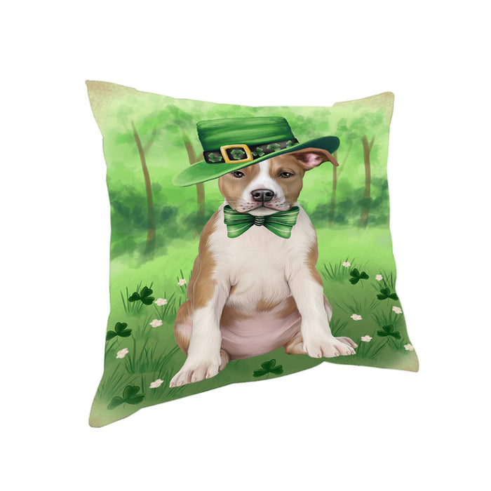 St. Patricks Day Irish Portrait American Staffordshire Terrier Dog Pillow PIL85984