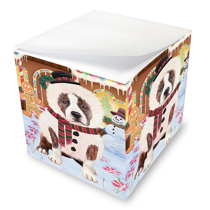 Christmas Gingerbread House Candyfest American Staffordshire Terrier Dog Note Cube NOC54210