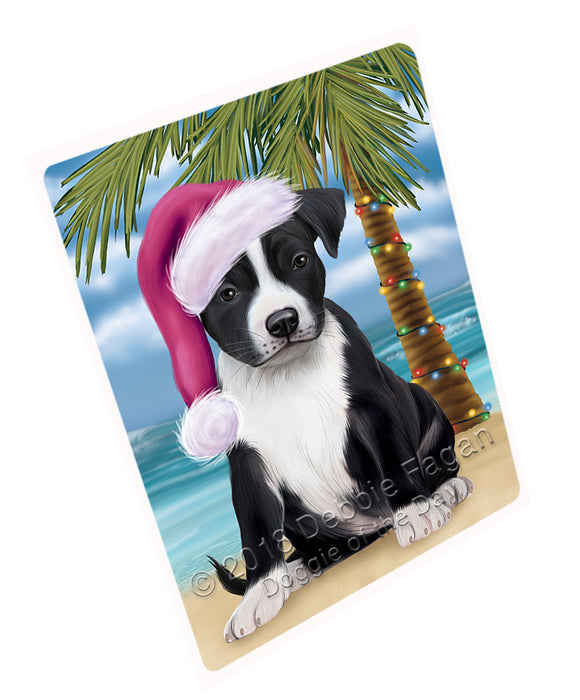Summertime Happy Holidays Christmas American Staffordshire Terrier Dog on Tropical Island Beach Cutting Board C68025