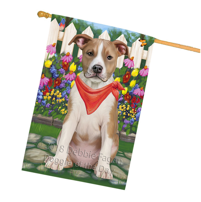 Spring Floral American Staffordshire Terrier Dog House Flag FLG52307