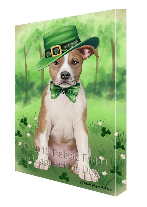 St. Patricks Day Irish Portrait American Staffordshire Terrier Dog Canvas Print Wall Art Décor CVS135152