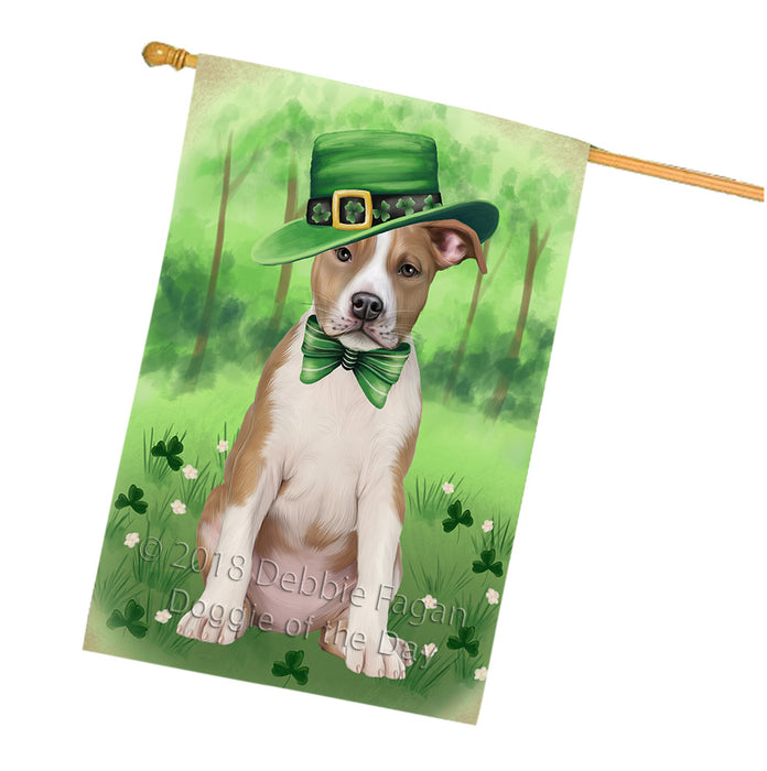 St. Patricks Day Irish Portrait American Staffordshire Terrier Dog House Flag FLG64992