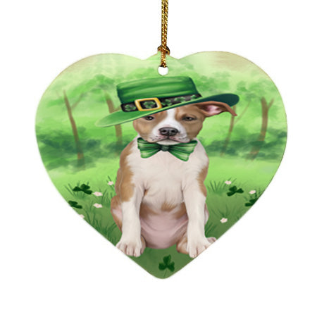 St. Patricks Day Irish Portrait American Staffordshire Terrier Dog Heart Christmas Ornament HPOR57908